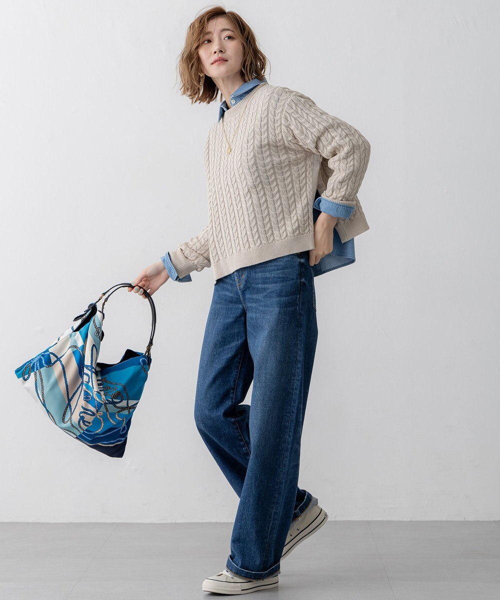 23区 【Oggi3月号掲載/洗える】ライトダンガリー クロップド ボリュームスリーブ シャツ 