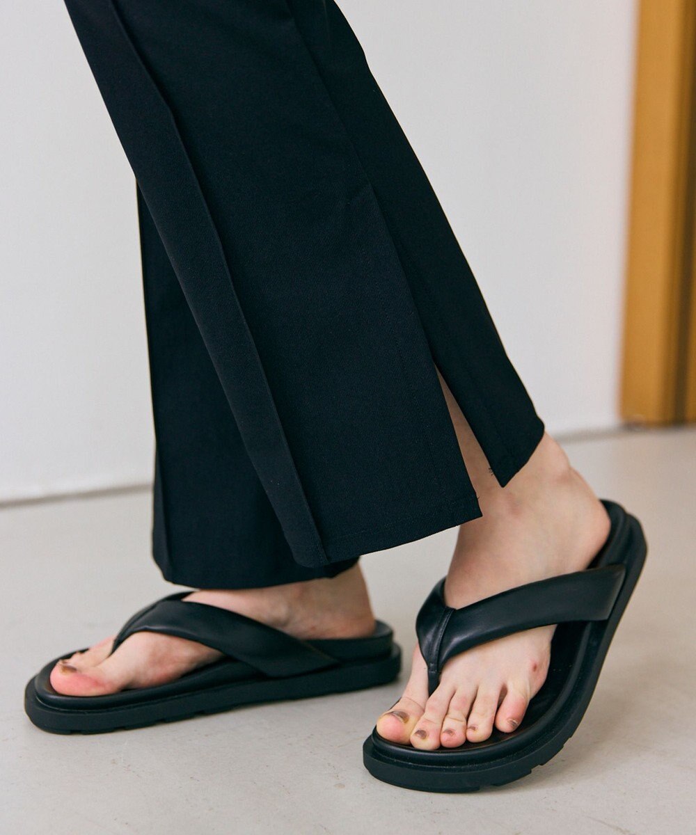 BEIGE， 【BEIGE,ecru/WEB限定】RIB BOTTOMS / ウエストゴムストレッチリブフレアパンツ 