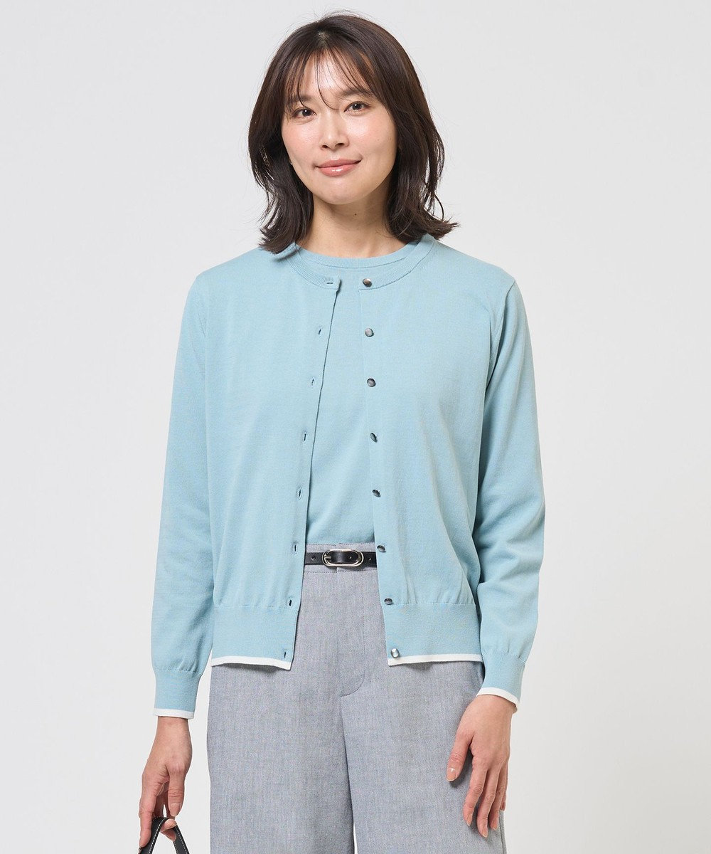 J.PRESS LADIES BASIC HT COTTON クルーネック カーディガン 