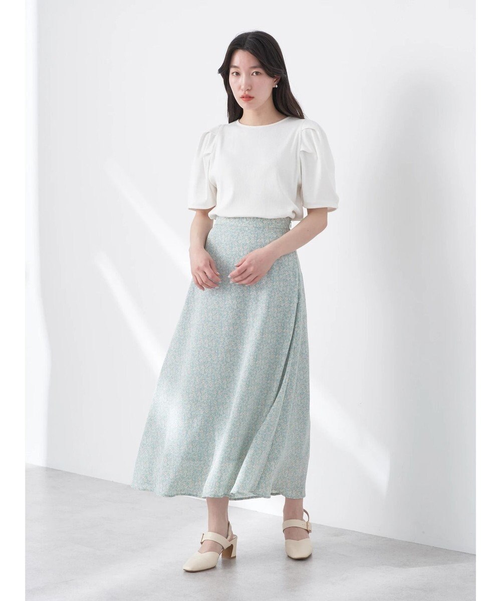 earth music&ecology フラワープリントフレアスカート 