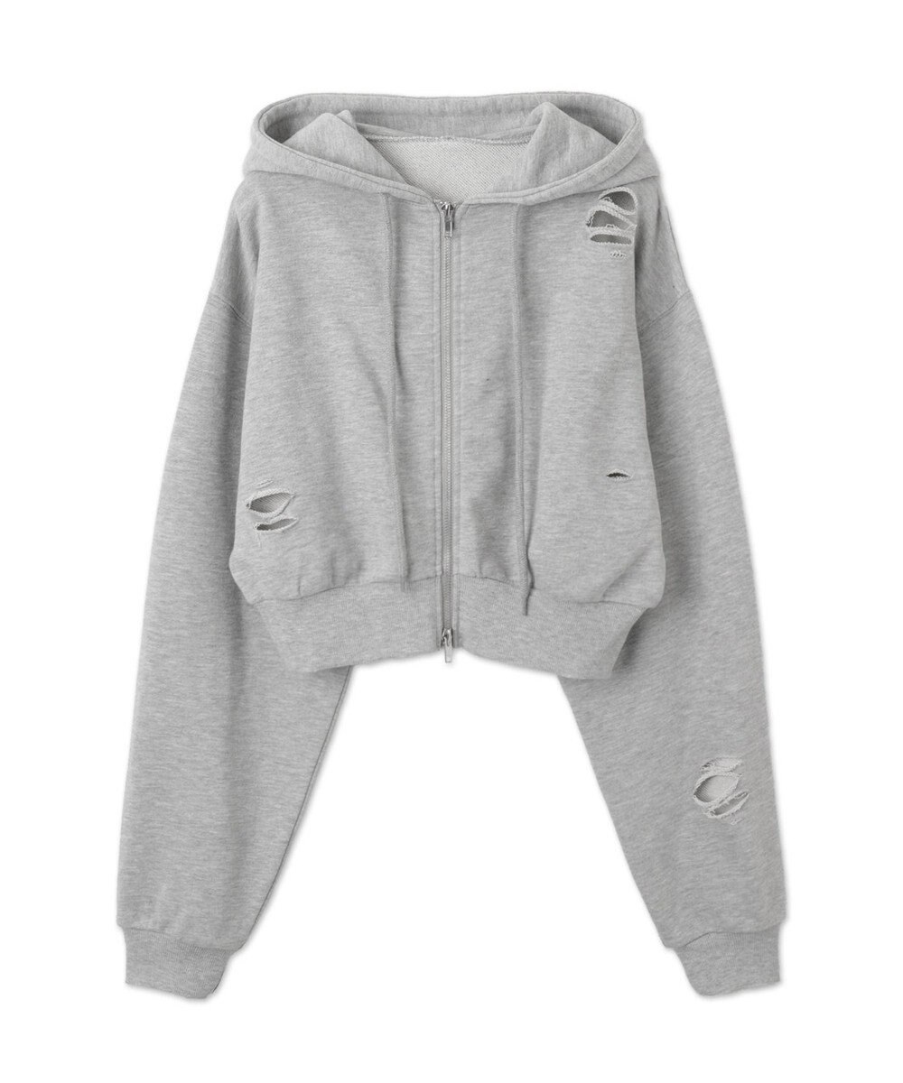 WEGO ダメージショートジップパーカー 