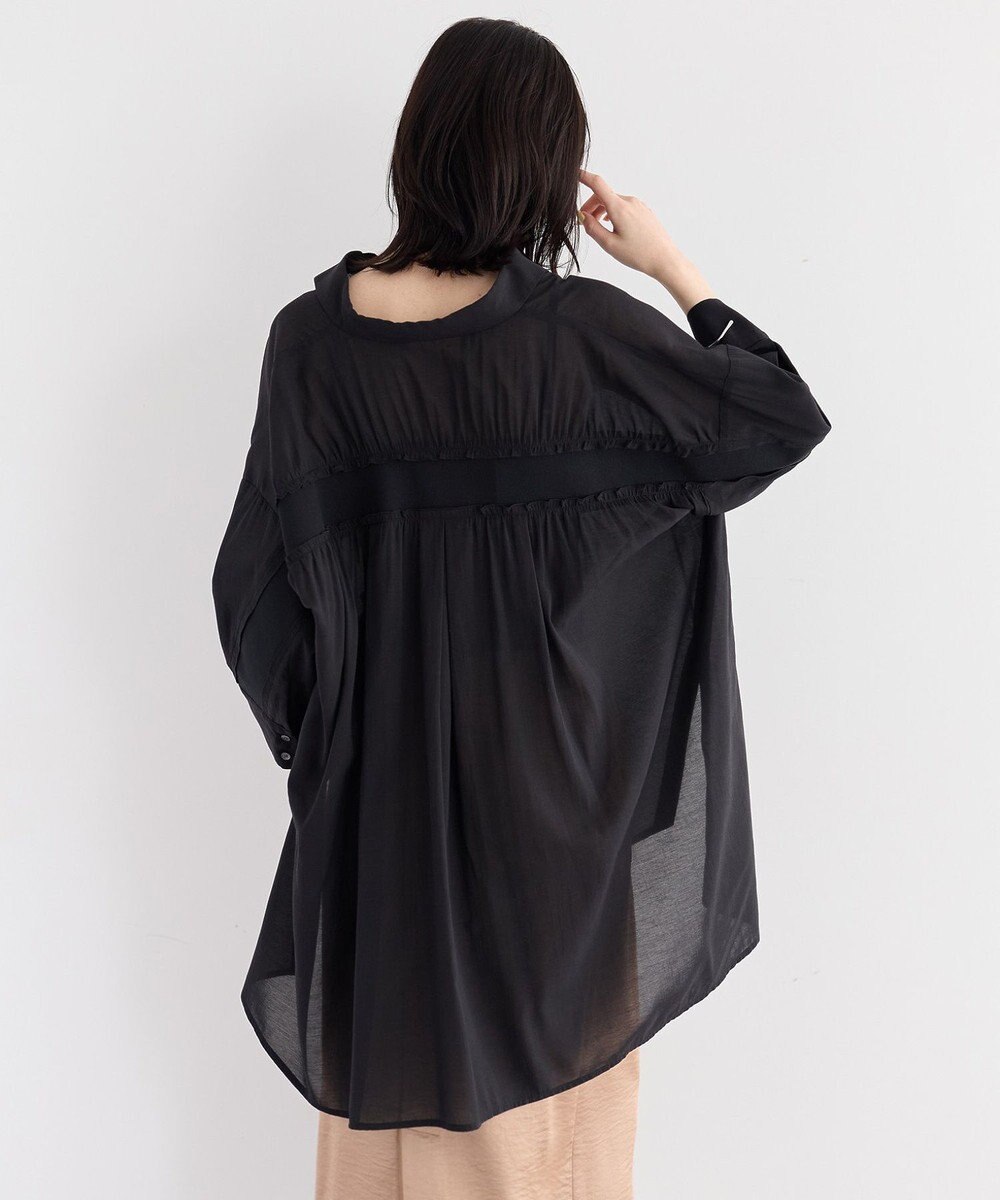 YECCA VECCA リブMIXシアーオーバーシャツ 