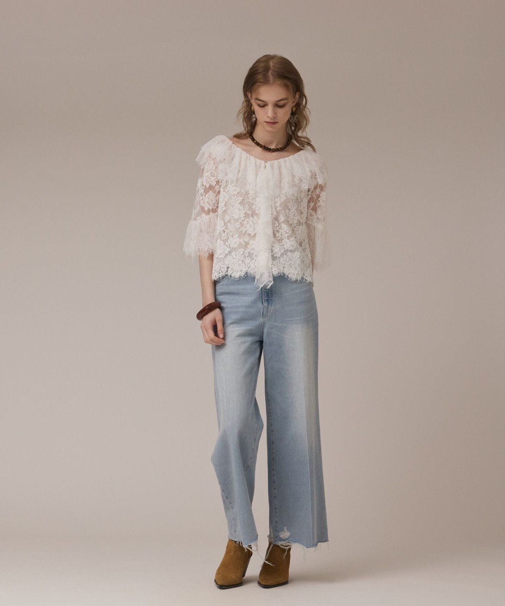 GRACE CONTINENTAL レースコンビフリルブラウス 