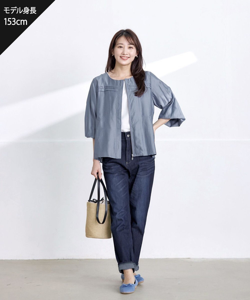 Tiaclasse L 【洗える】 シアーピンタックブルゾン 