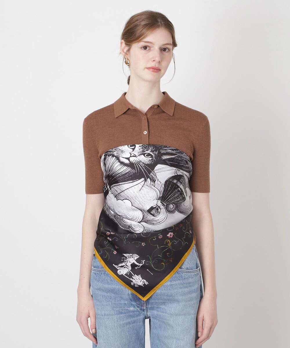 MOONBAT PAUL&JOE ACCESSOIRES(ポール & ジョー) シルクスカーフ 気球 ブーケ 88cm×88cm　手洗いOK 