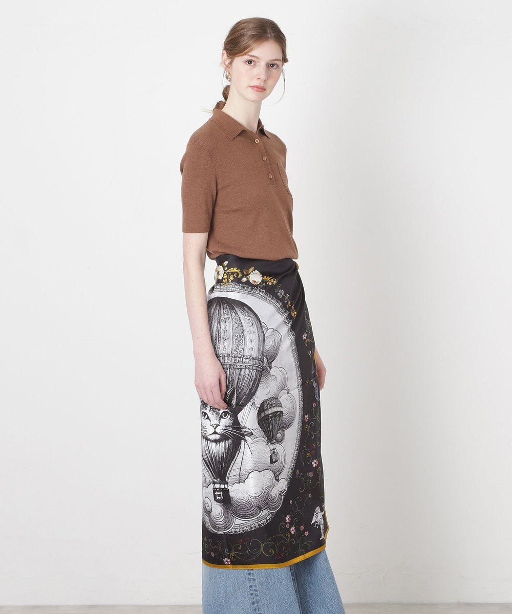 MOONBAT PAUL&JOE ACCESSOIRES(ポール & ジョー) シルクスカーフ 気球 ブーケ 88cm×88cm　手洗いOK 