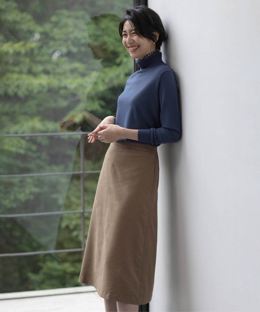 J.PRESS LADIES L 【洗える】シルセームスエード スカート 