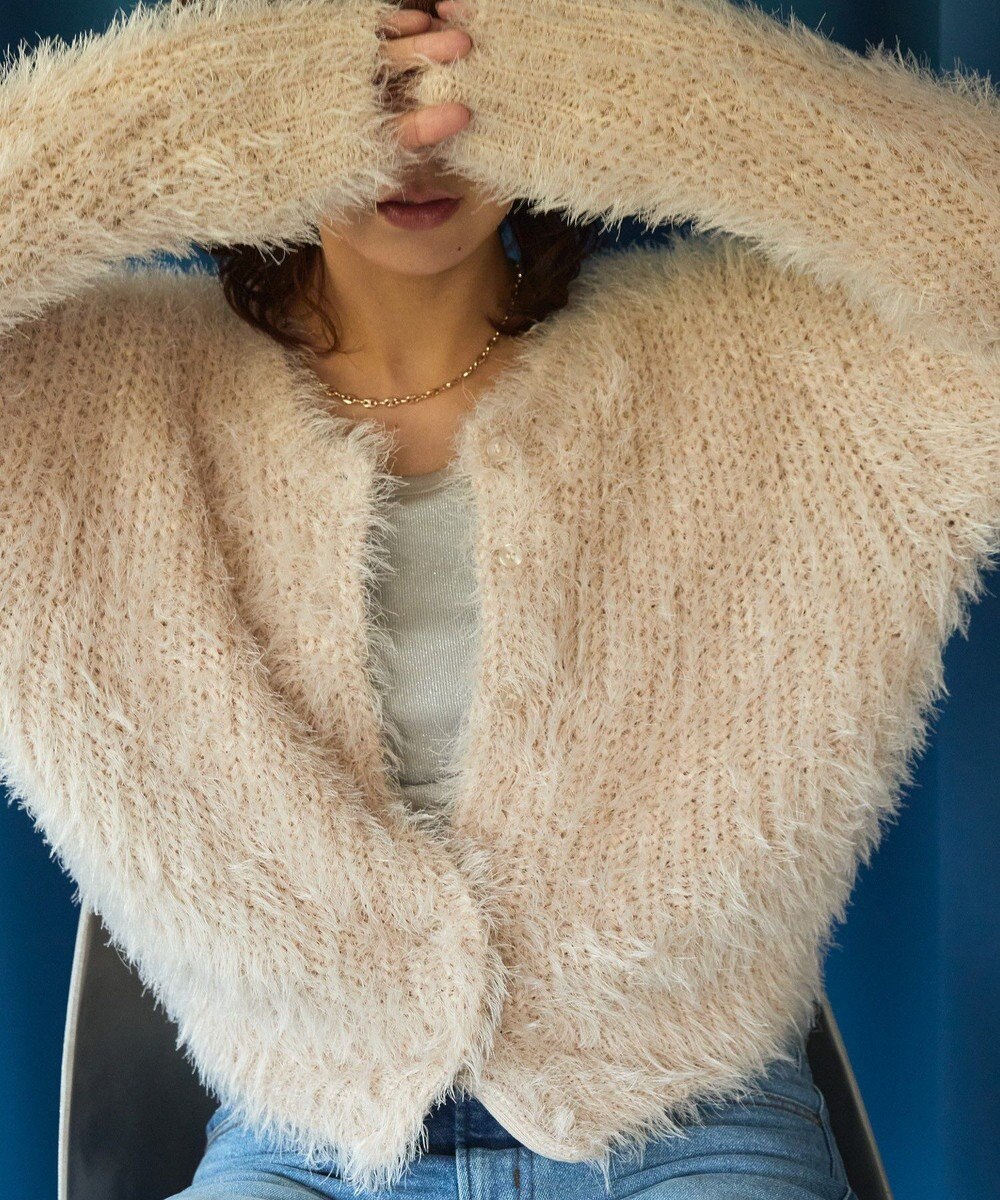 AMERICAN HOLIC シャギーニットクルーネックカーディガン 