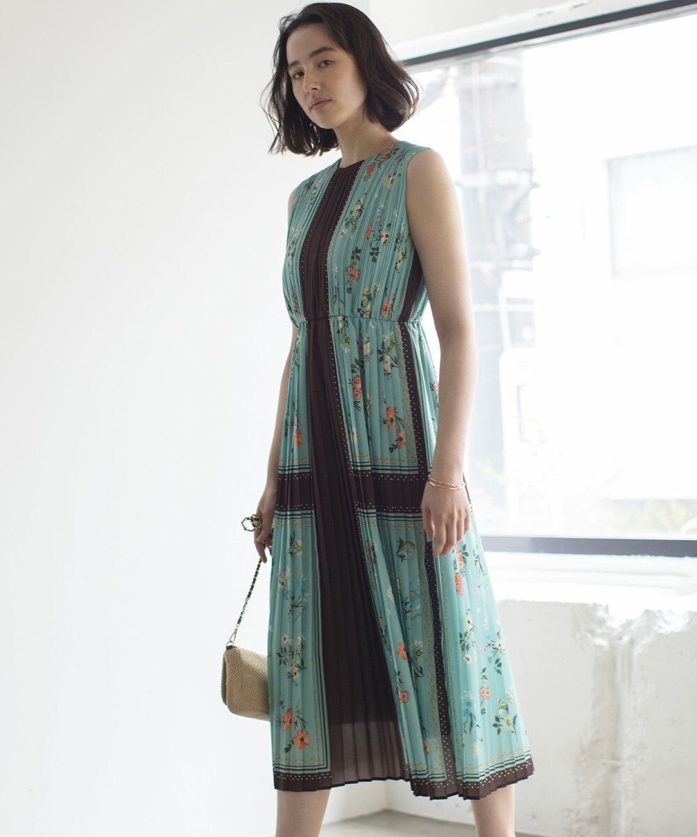 組曲 L スカーフパネルプリント ワンピース 