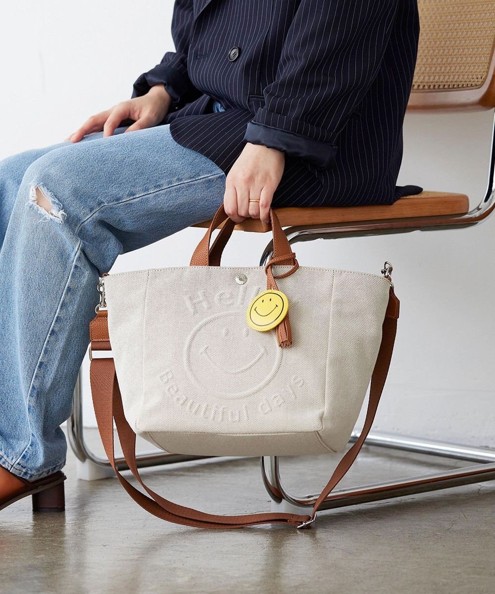 TOPKAPI 【Breath TOPKAPI】SMILE COLLECTION エンボス スマイル 2way トートバッグ /スマイルチャーム付き 