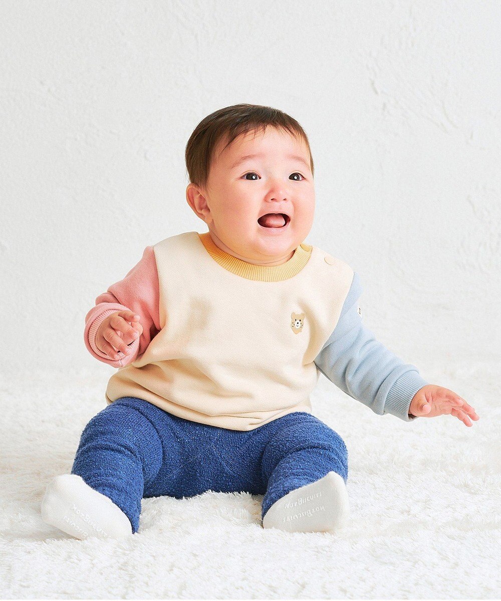 MIKI HOUSE HOT BISCUITS 【70-100cm】 シュクリーム素材 顔ドン あったかベビースパッツ 