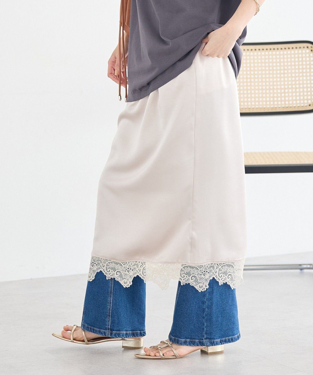 earth music&ecology サテンレーススカート 