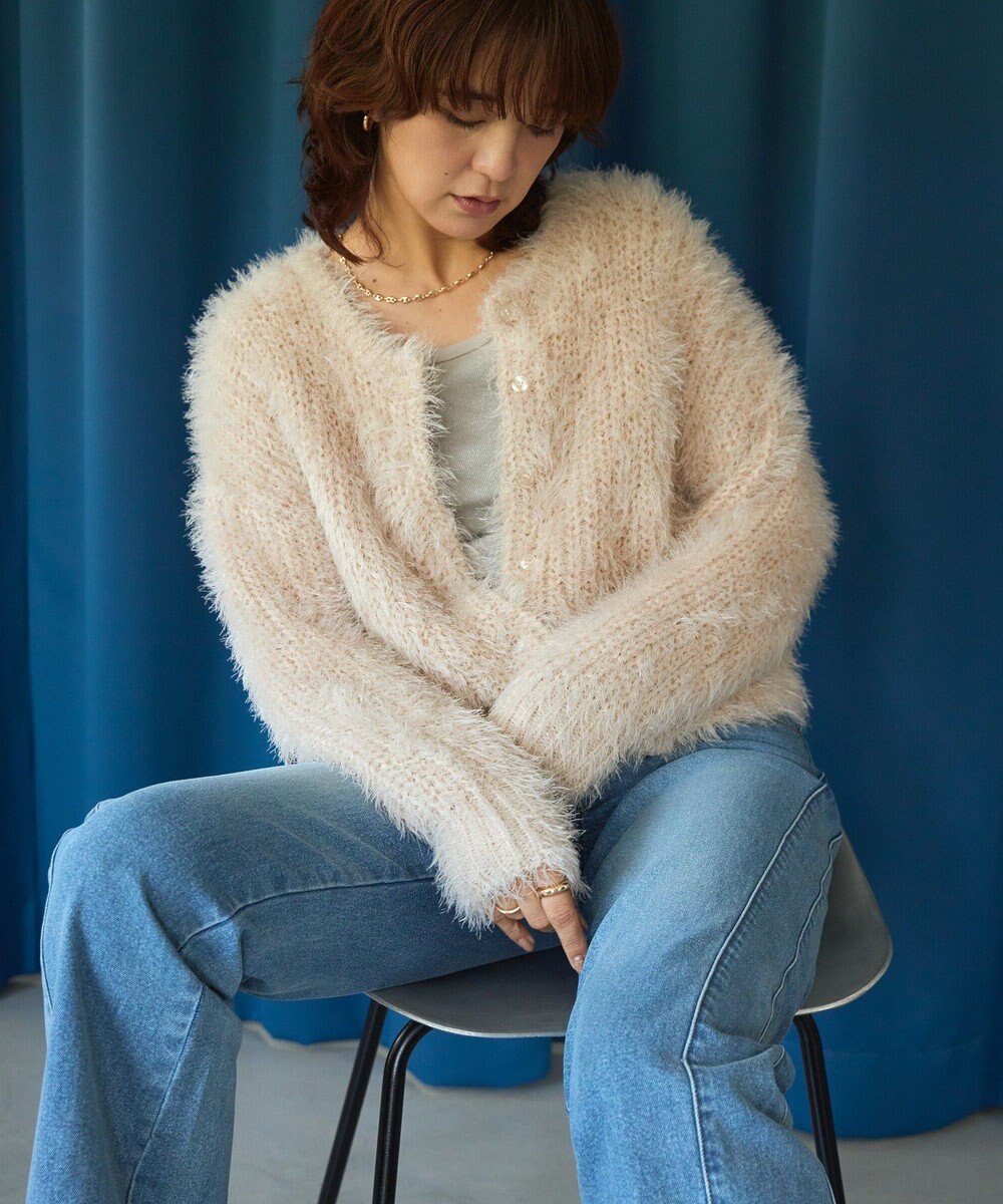 AMERICAN HOLIC シャギーニットクルーネックカーディガン 