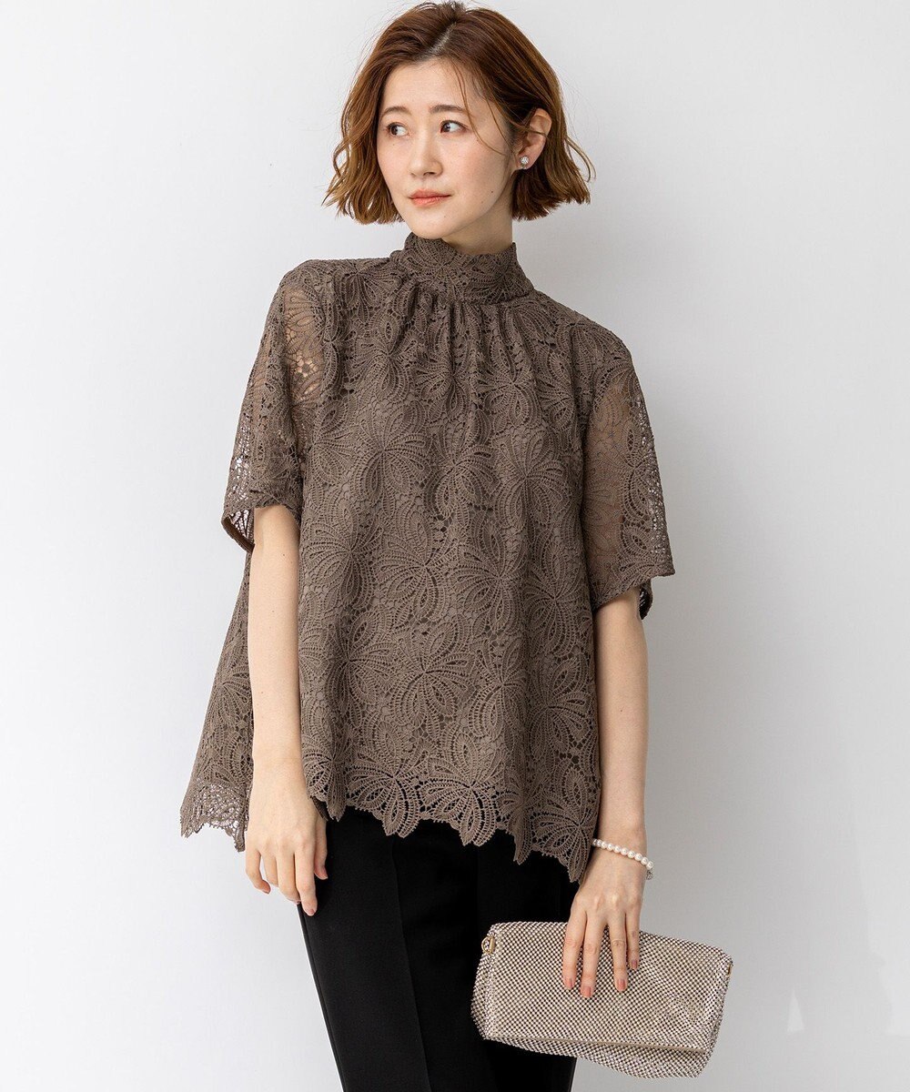 23区 【APPLAUDIR】Brocheリボンブーケレース ブラウス 