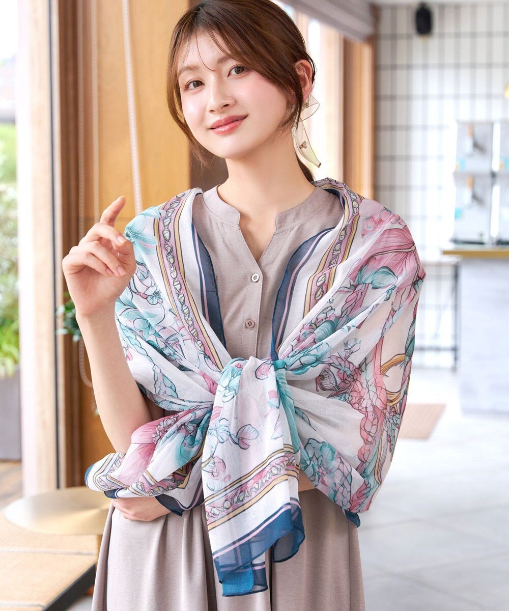 Tiaclasse 花柄大判ガーゼストール 