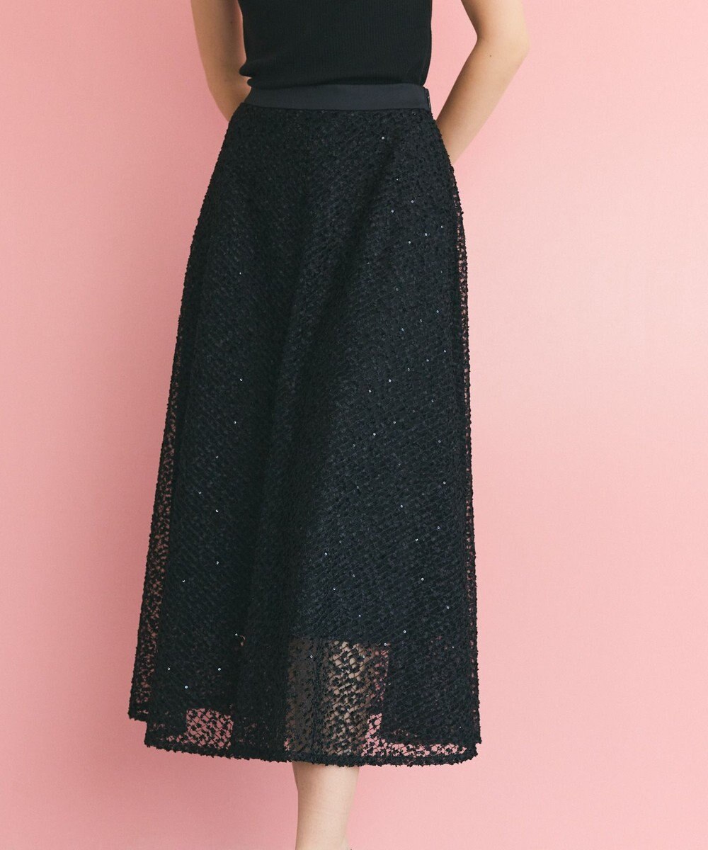 GRACE CONTINENTAL フェザーembドレス 