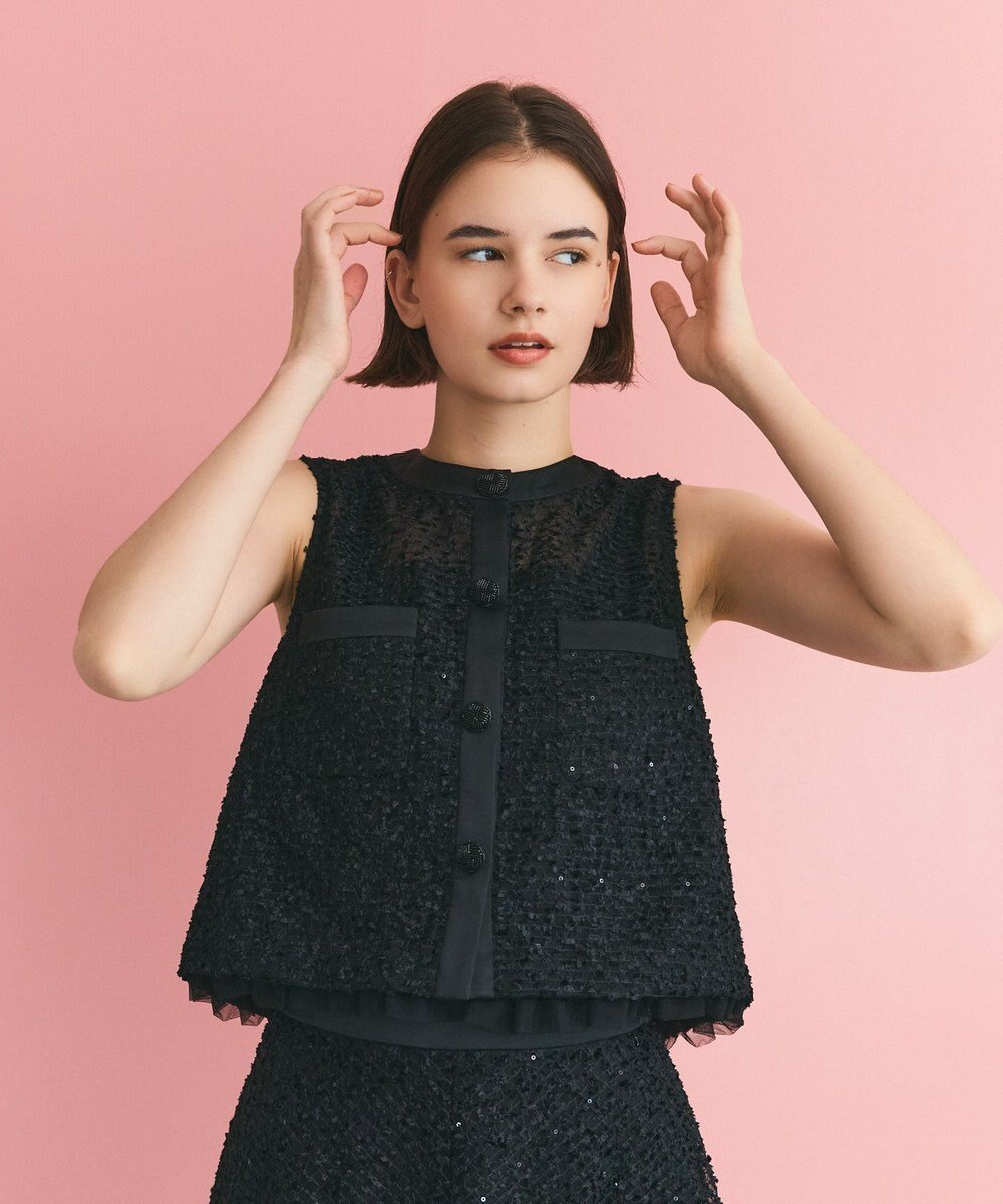 GRACE CONTINENTAL フェザーembドレス 