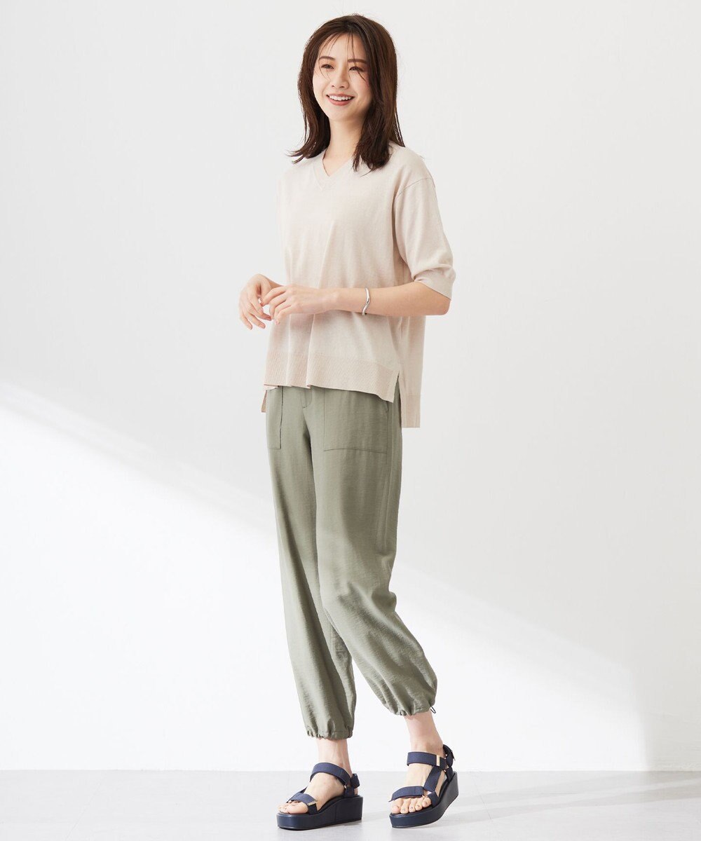 J.PRESS LADIES L 【洗える】COTTON LINEN Vネック ニット 