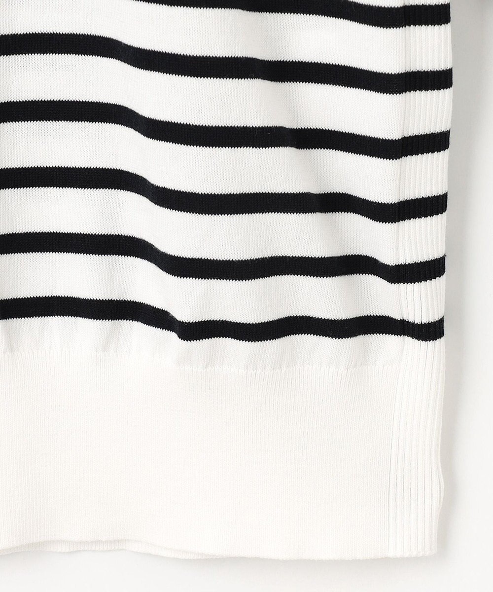 J.PRESS LADIES 【洗える】BASIC HT-COTTON クルーネック ボーダー カーディガン 