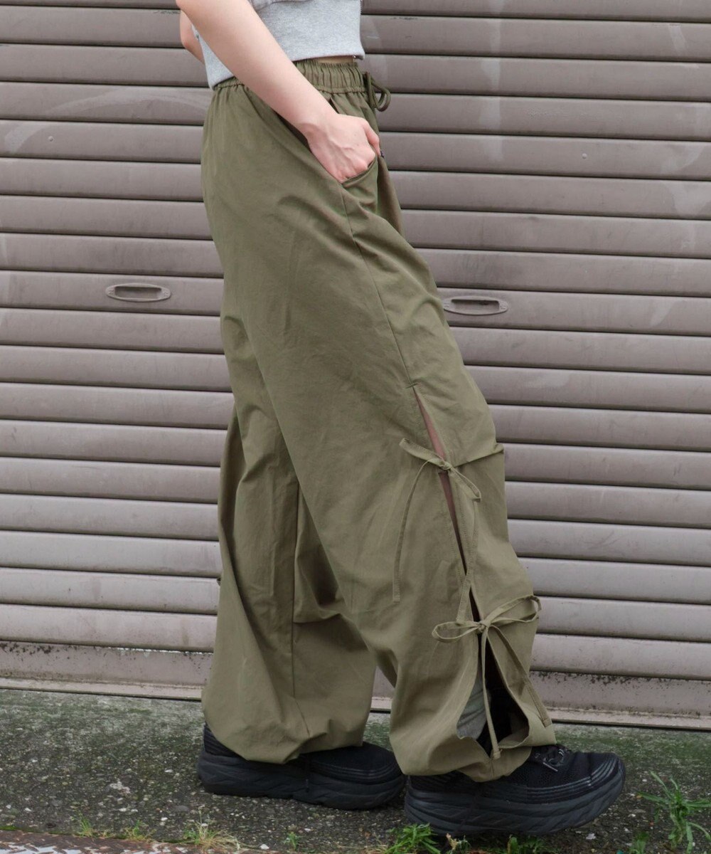 WEGO 【ウエストゴム】サイドリボンパラシュートパンツ 