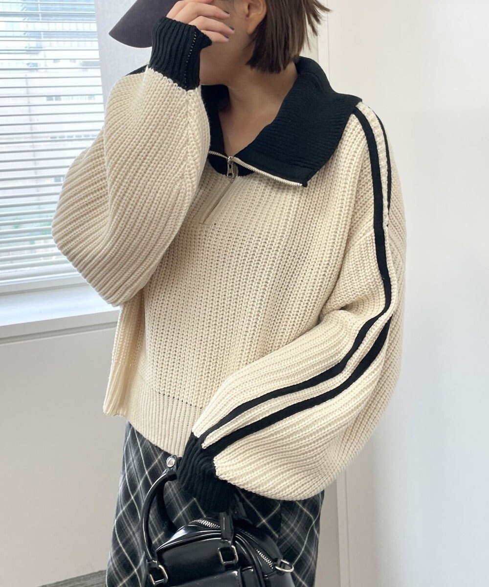 WEGO ハーフジップニットプルオーバー 