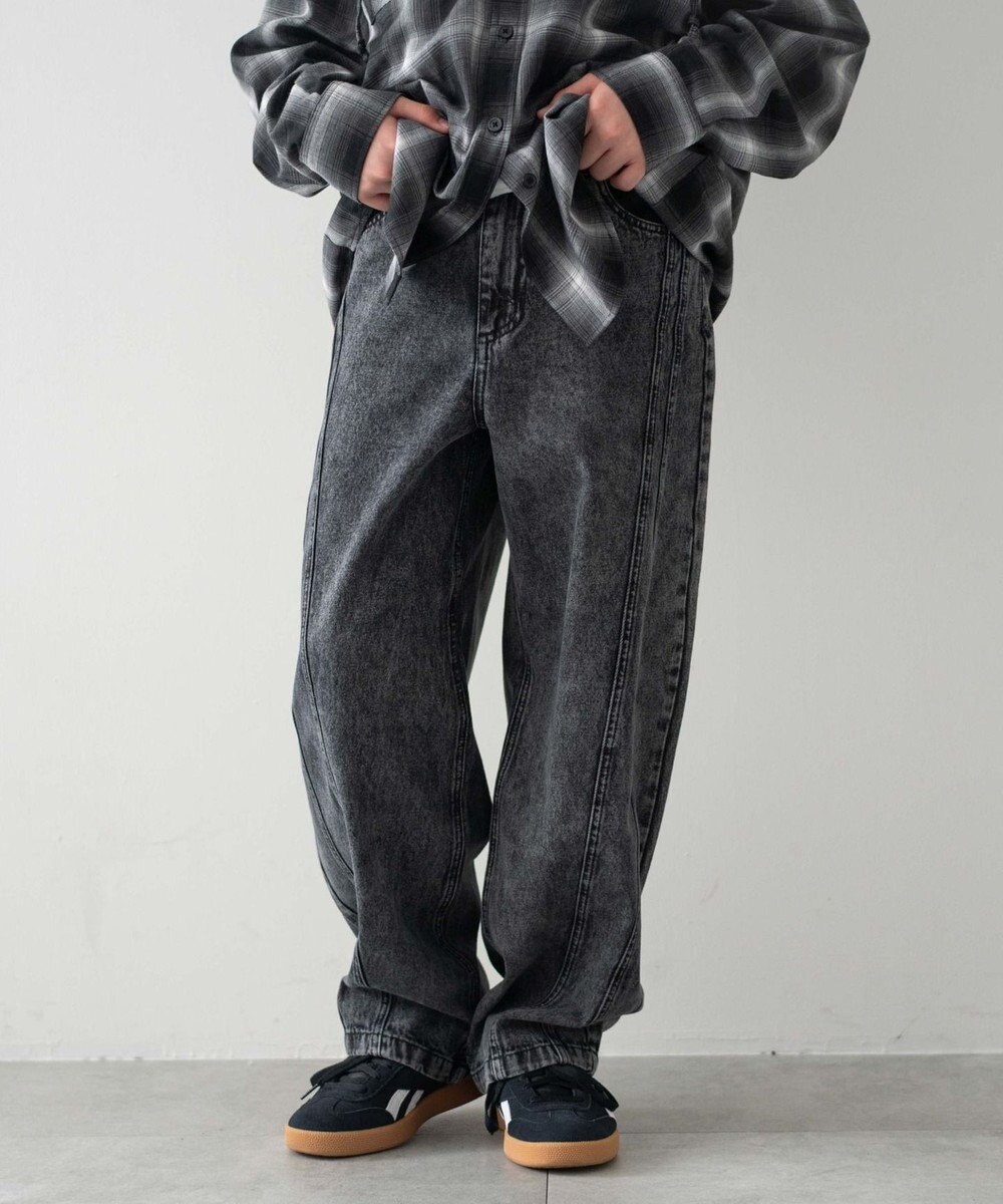 WEGO 【KIDS/150cm/160cm/ウエストゴム】イージー3Dバレルレッグデニムパンツ（JUNIOR） 