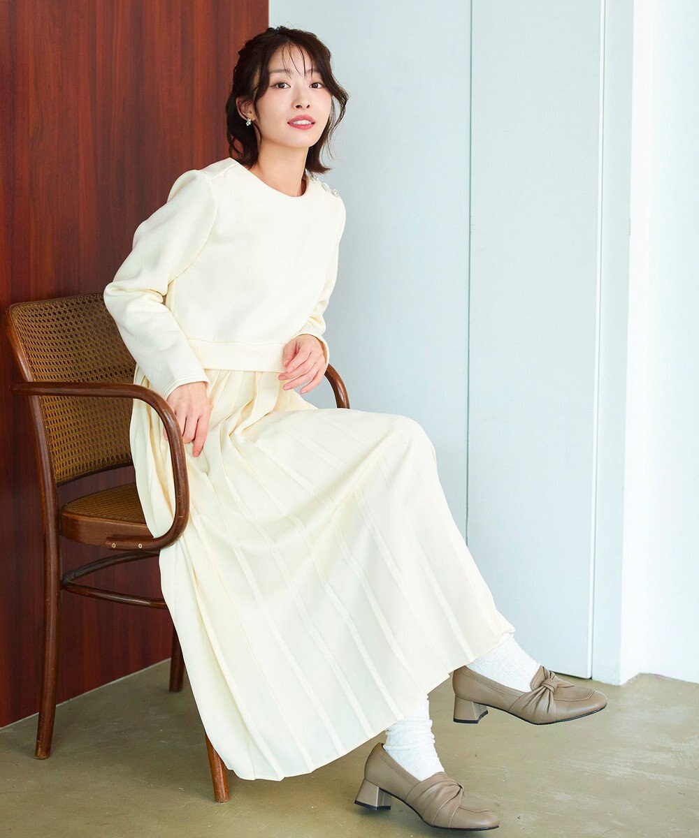 Tiaclasse 【洗える】裏起毛ドッキングワンピース 