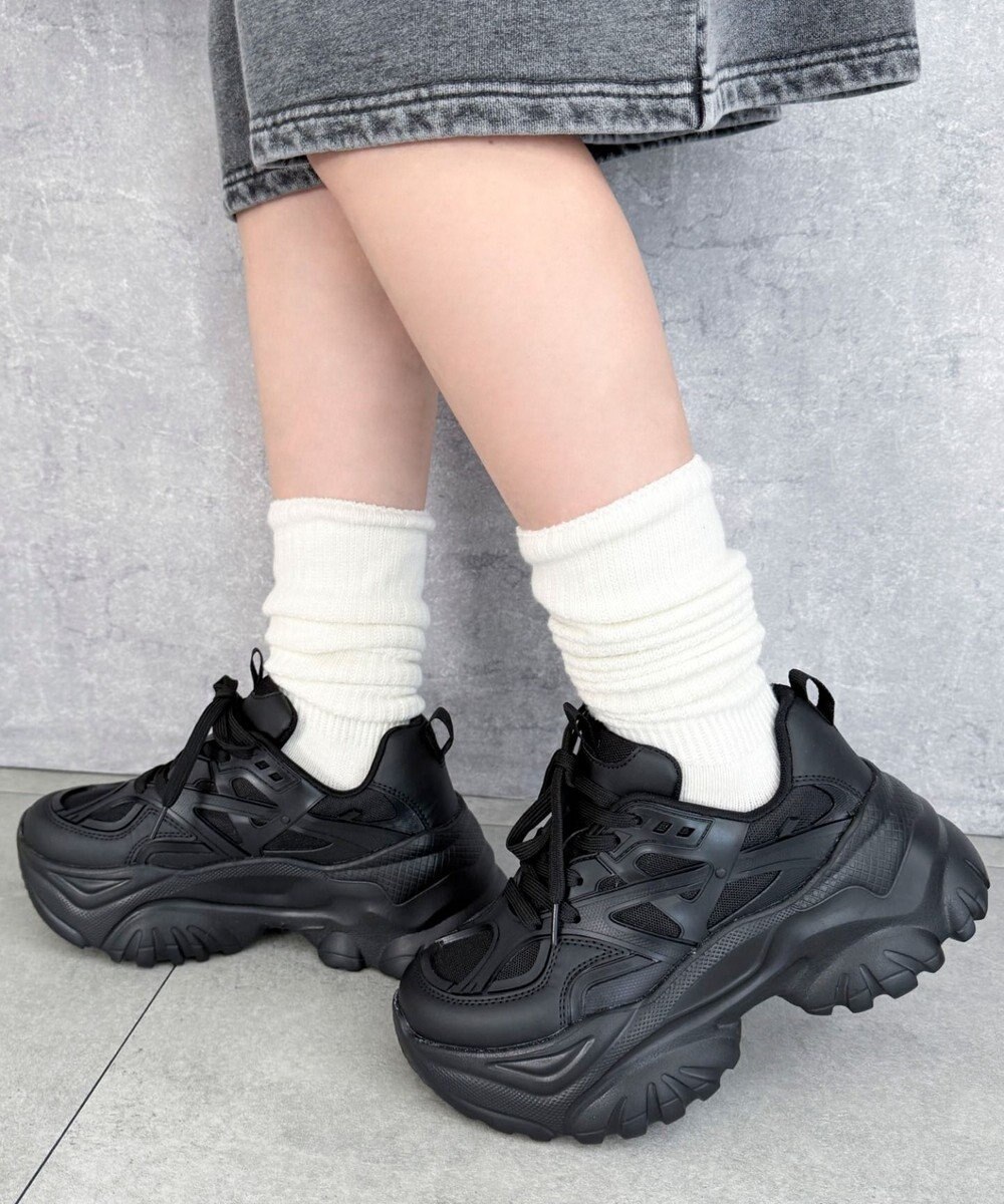 WEGO 【SMLサイズ展開】ラバーコンビ厚底スニーカー 