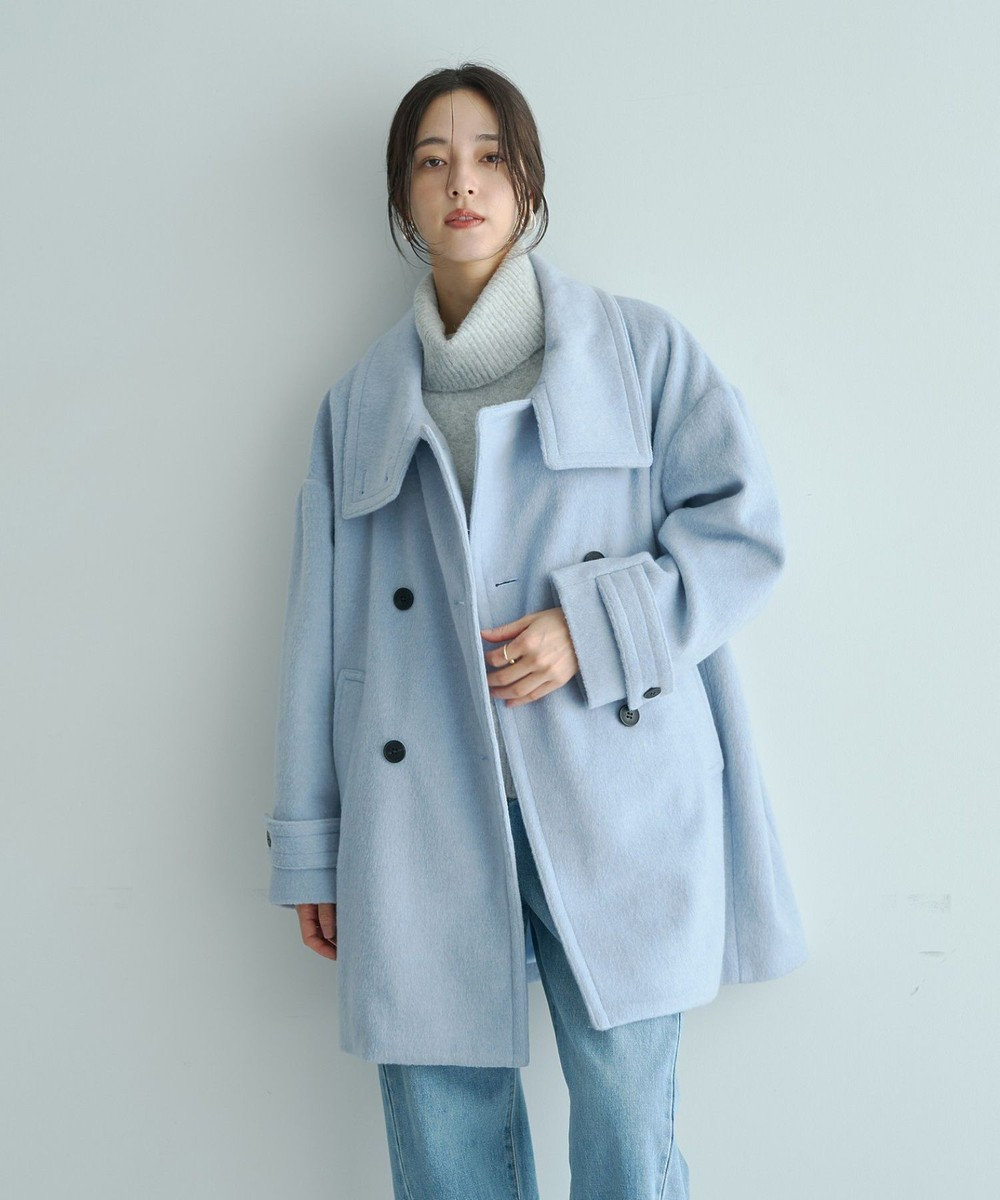 YECCA VECCA ウール混ミドル丈スタンドカラーコート 