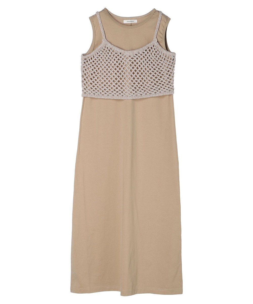 Green Parks ニットビスチェ付きカットソーワンピース 