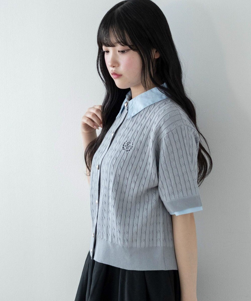 WEGO キンボタンエリツキケーブルニット 