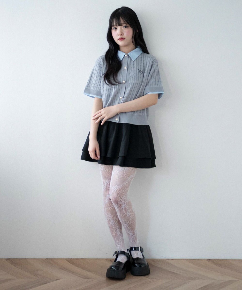 WEGO キンボタンエリツキケーブルニット 