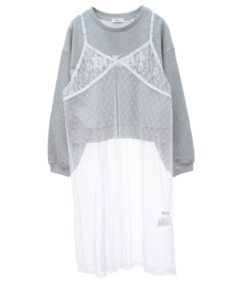 earth music&ecology ＳＥＴ２点レースロゴプルオーバー＋チュールワンピ 