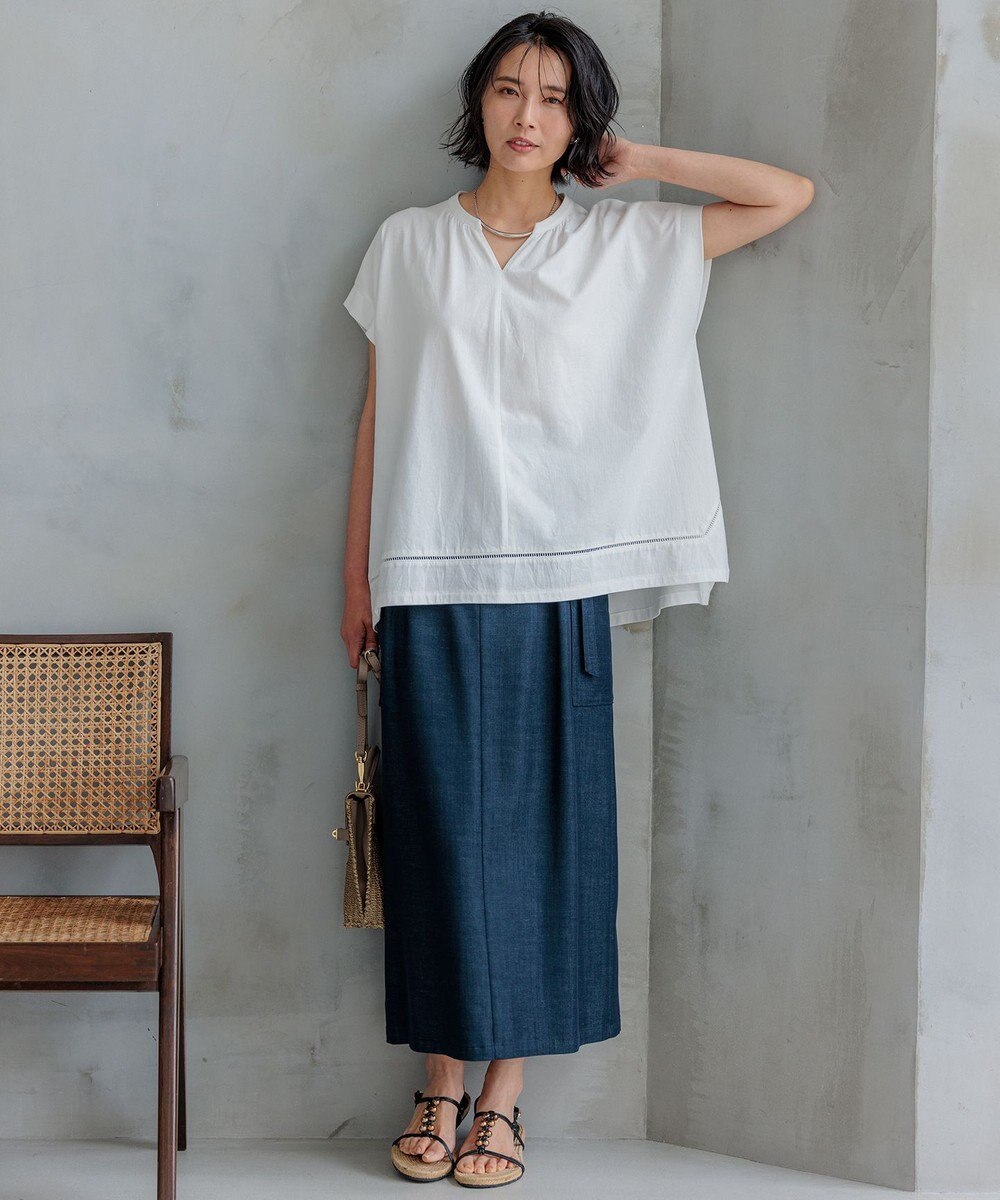 23区 【洗える】デニムライクシャンブレー Iライン スカート 