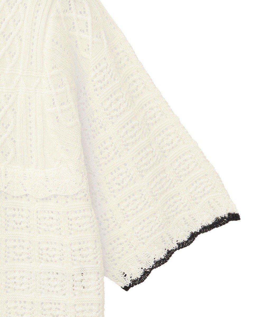 earth music&ecology ミニスカラップ透かし編みニットカーディガン 