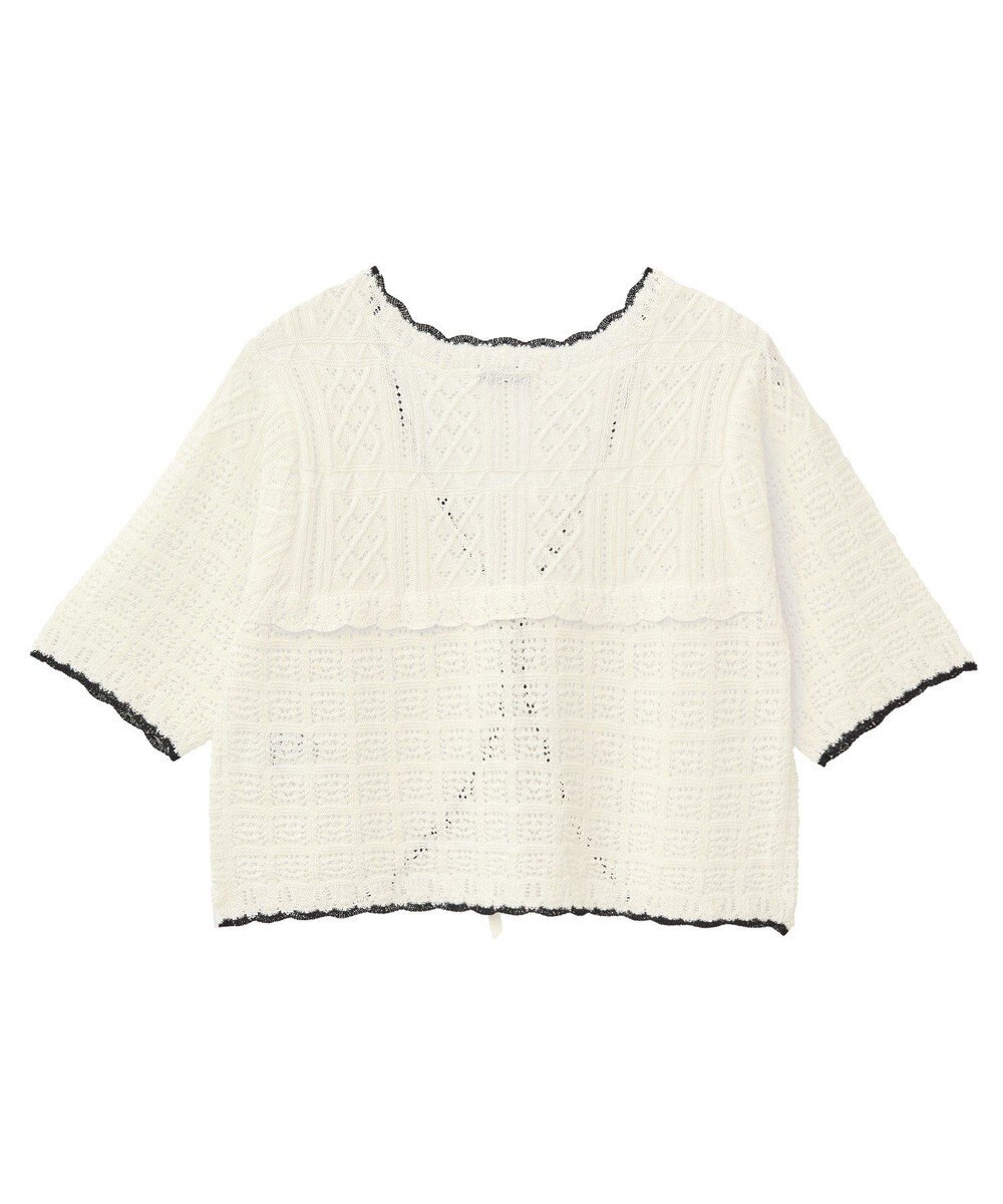 earth music&ecology ミニスカラップ透かし編みニットカーディガン 