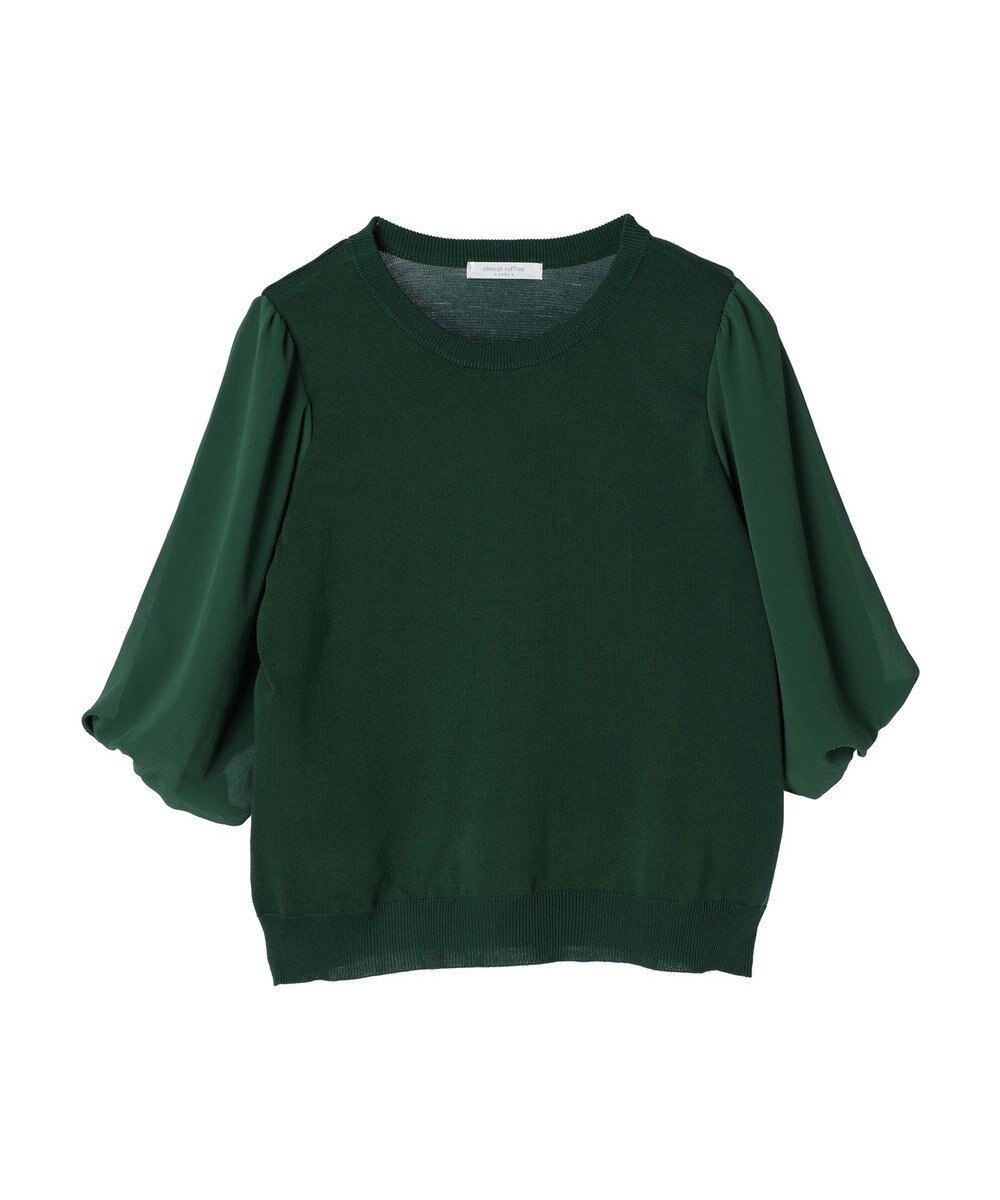 Green Parks 袖楊柳ドッキングニットプルオーバー 