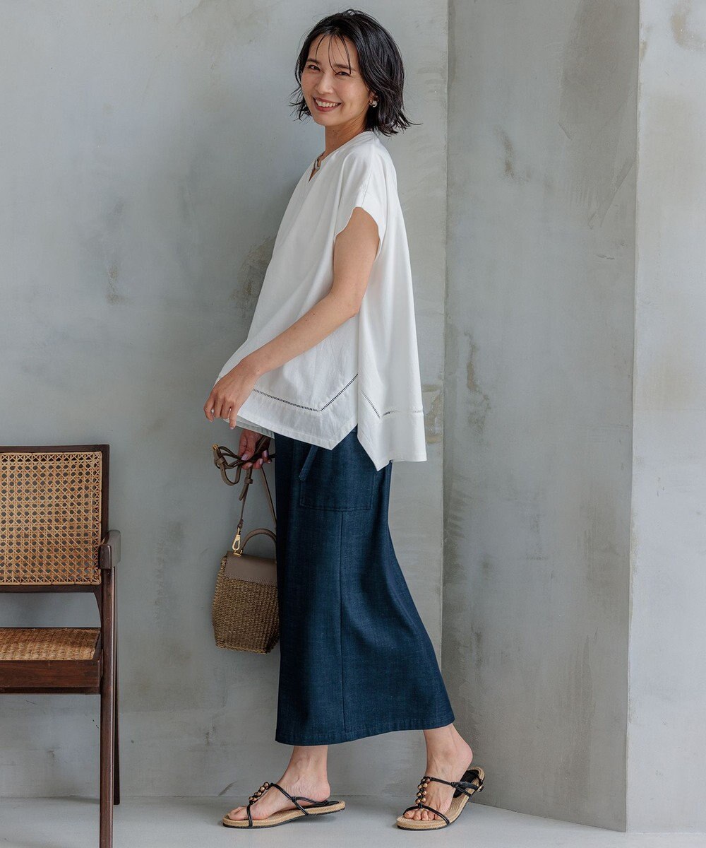 23区 【洗える】デニムライクシャンブレー Iライン スカート 