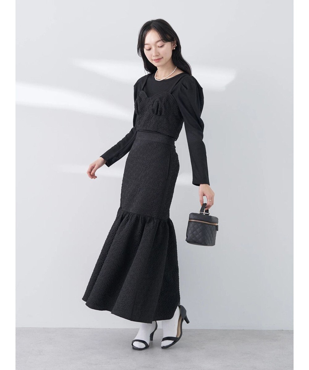 earth music&ecology エンボスフラワー　切替ボリュームスカート 