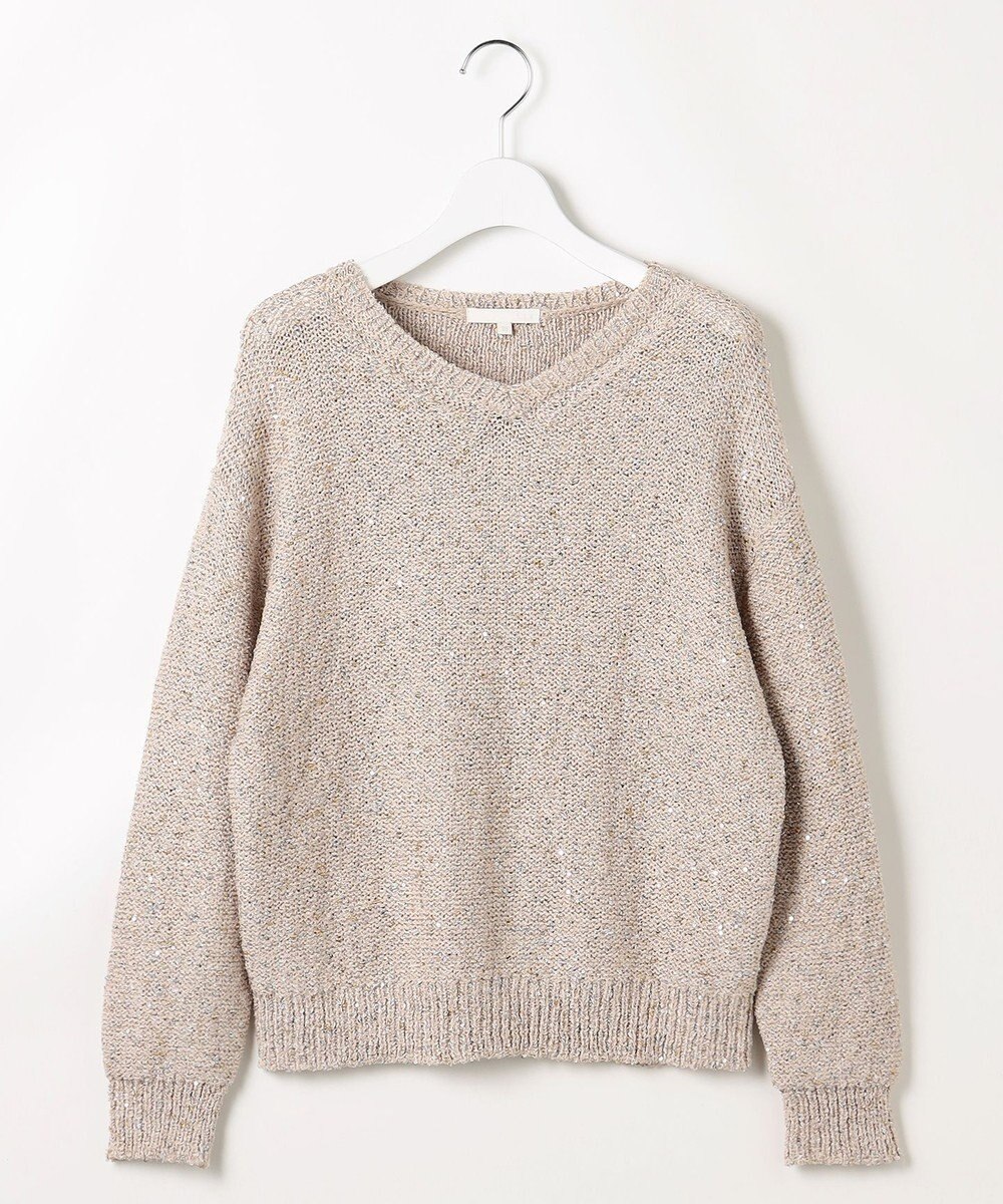 自由区 L 【1枚で華やぐ】ラメノットスパングル ニット 