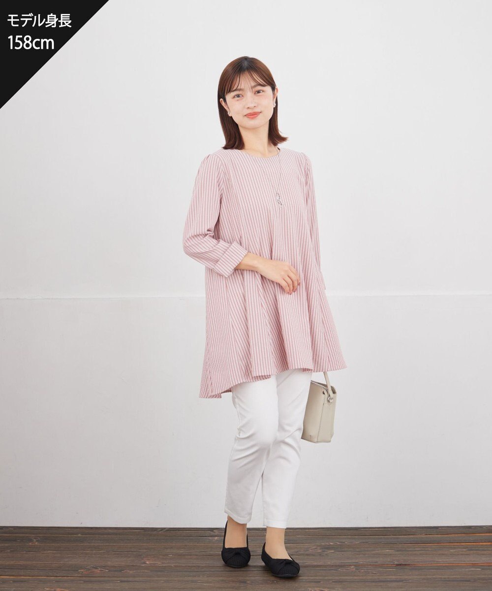 Tiaclasse 【おのののかさん着用】半袖＆七分袖選べる袖丈バックフレアチュニック 