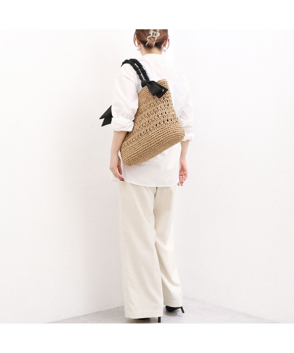 UNBILLION カシュカシュ cachecache / 下がりリボン柄編みトート カゴバッグ 