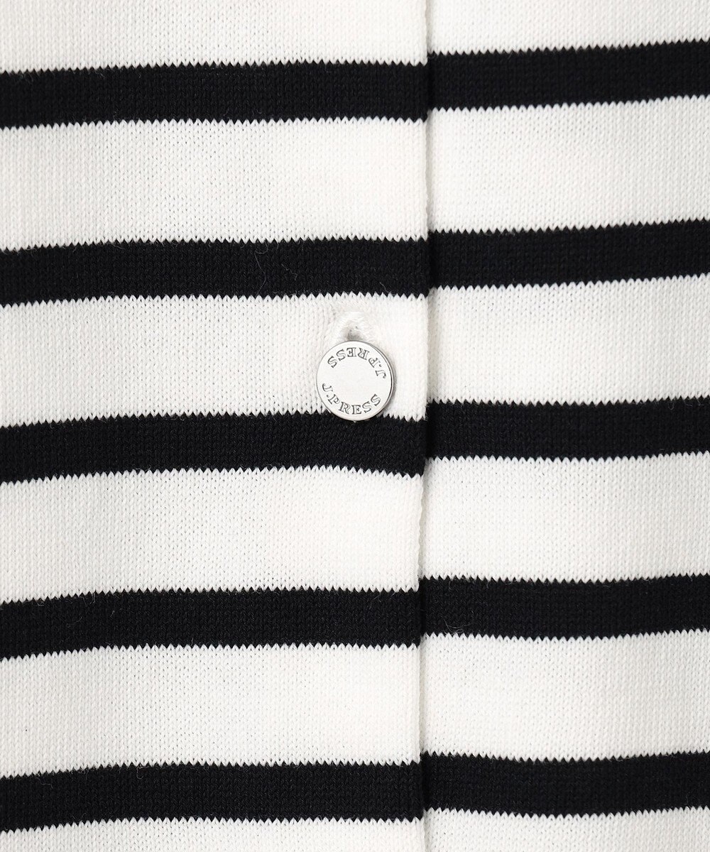 J.PRESS LADIES 【洗える】BASIC HT-COTTON クルーネック ボーダー カーディガン 