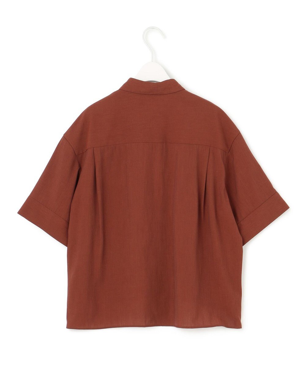 ICB 【洗える】T/Rドライリネン クロップドシャツ 