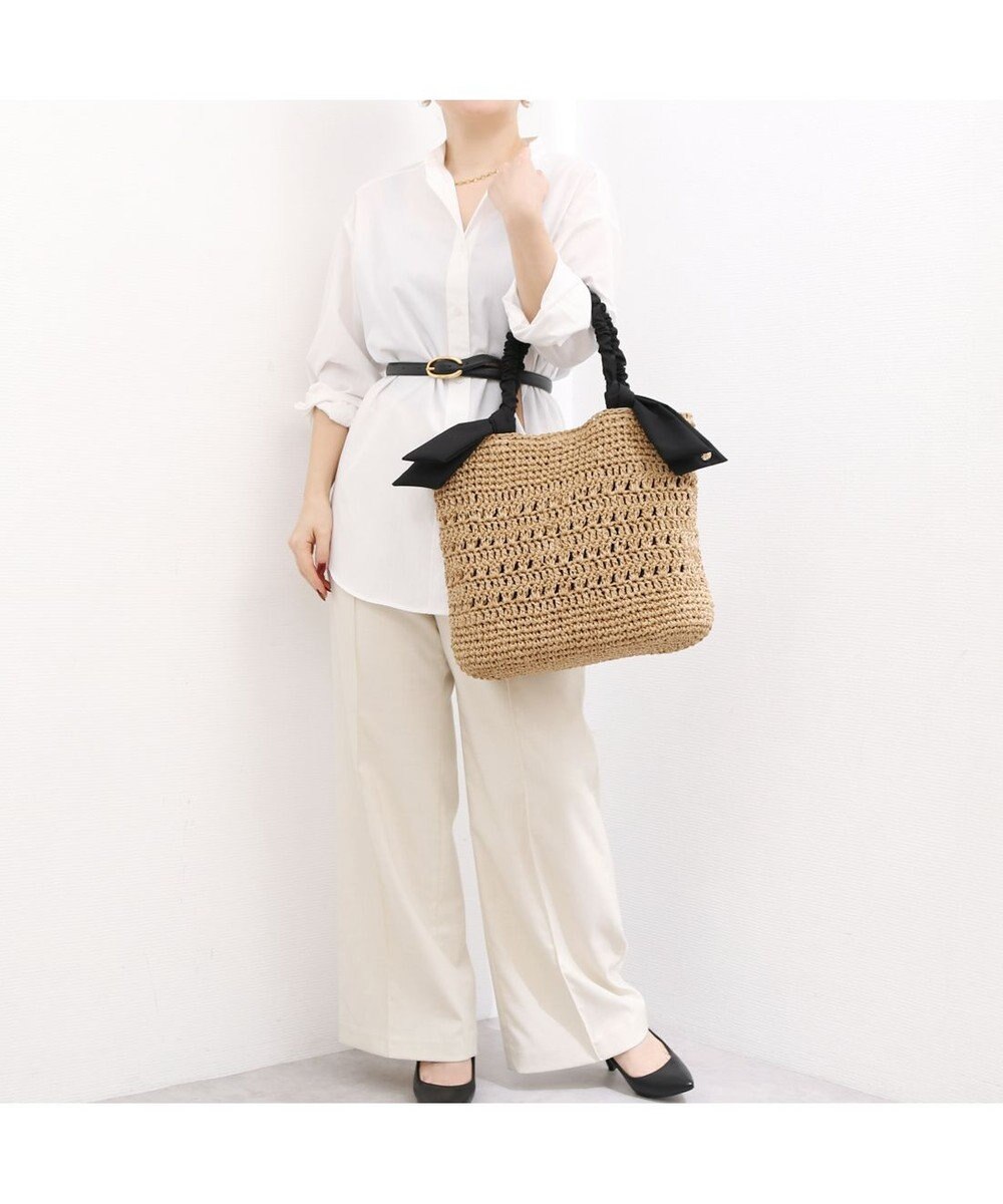 UNBILLION カシュカシュ cachecache / 下がりリボン柄編みトート カゴバッグ 