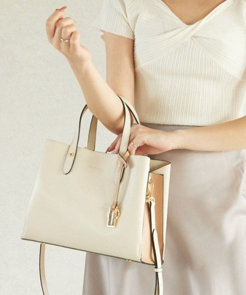 style code 【MERCURYDUO/マーキュリーデュオ】両アオリポケットサイド配色大開き開口 超軽量ハンドバッグ キーチャーム付 