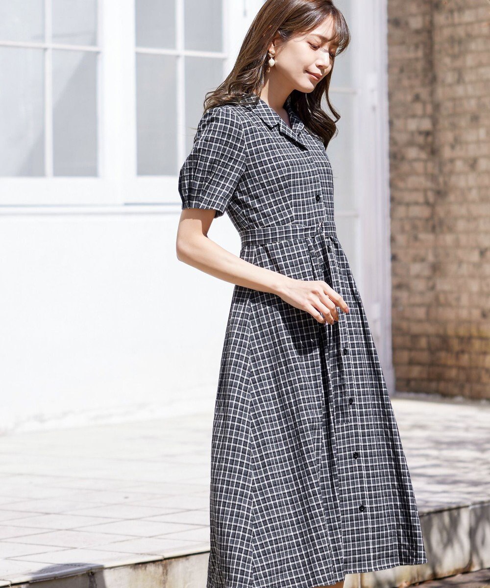 Tiaclasse 【洗える】開襟シャツワンピース 