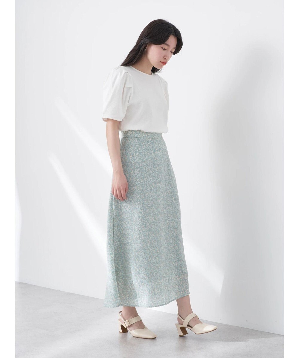 earth music&ecology フラワープリントフレアスカート 
