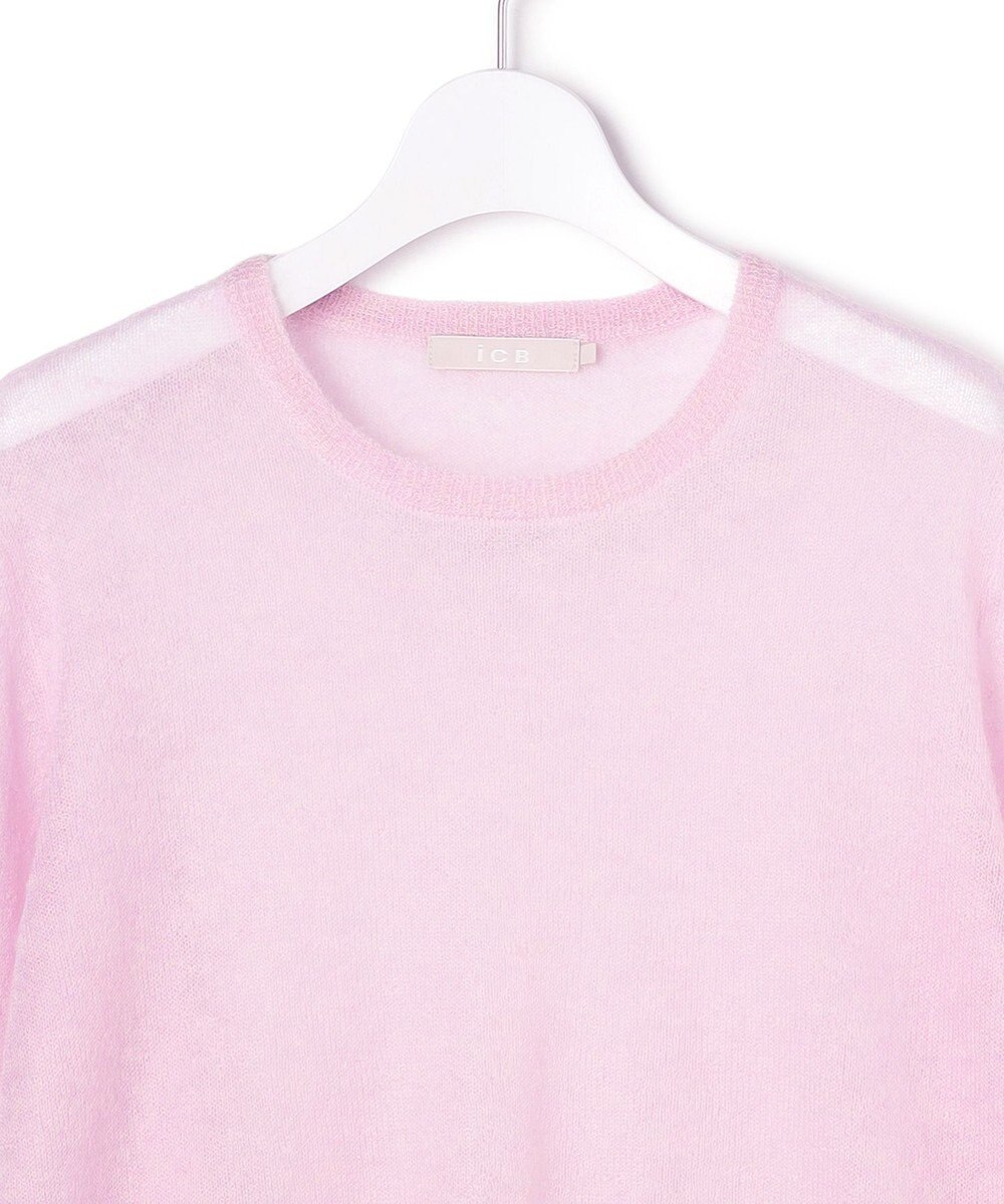 ICB L 【洗える】 シルキーシアーモヘヤ ニットプルオーバー 