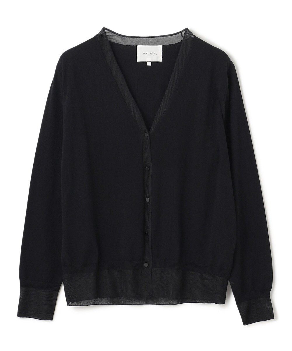 BEIGE， 【洗える】JULIE / シルク混シアーVネックカーディガン 